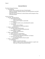 Abnormal Psychology; Introduction to Abnormal Behavior (ch. 1 notes)