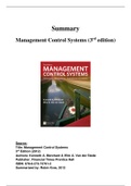  Summary of Management Control Systems (K. A. Merchant, W. A. Van der Stede)