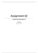 Inclusive Education A - Assignment 02 (written) for the second semester in 2017