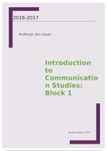 Introduction to Communication Studies: Block 1