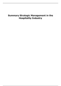 Summary Strategic Management in the Hospitality Industry 