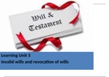 Unit 5 - Invalid Wills and revocation of Wills..