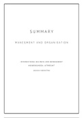 Management and Organization Summary (IBMS, Hogeschool Utrecht)