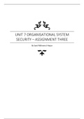 Unit 7 Organisational Systems Security [DISTINCTION ANSWER 12 PAGES]