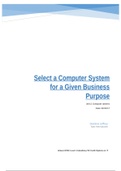 Select a Computer system for a given business purpose