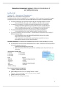 Operations Management Summary, by P. Jones and P. Robinson  - Includes info from lectures *and on the last page there is picture of a note (written during the exam) that shows all the topics that were questioned during the actual exam. 