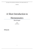 A Short Introduction to Hermeneutics - David Jasper