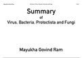 Summary  of  Virus, Bacteria, Protoctista and Fungi