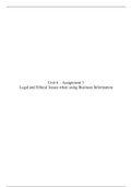 Unit 4, Assignment 3 - Legal and Ethical issues when using business information