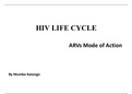 HIV life cycle and The mode of Action of ARVs