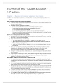 Summary Essentials of MIS – Laudon & Laudon - 12th edition