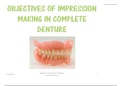 Objective of Impression making for Complete Denture