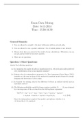 Data Mining Exam 2014 (Without Solutions)
