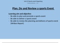 Unit 23 - Organising Sports Events: Assignment 2: Plan, Do and Review Sports Event 