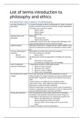 List of terms introduction to philosophy and ethics