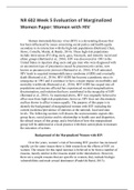 NR 602 Week 5 Evaluation of Marginalized Women Paper: Women with HIV( Complete Solution Rated A++)