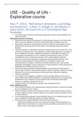 Summary USE Learning Line: Quality of Life - Explorative course - 0SEUA0