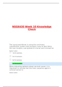 NSG 6430 Week 10 Knowledge Check (2022/2023) The nurse practitioner is using the carcinoma classification system that provides a way of describing the size, location, and spread of a tumor and is known as: When educating patients about cervical cancer, it
