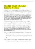 HSA 520 - Health Information Systems, complete solution help, Strayer University.