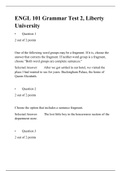  ENGL 101 Grammar: Test 2, Liberty University, Set-1