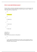 American Military University-PSYC 300 MIDTERM EXAM 1 – QUESTION AND ANSWERS