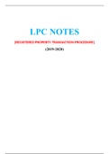 LPC NOTES ON REGISTERED PROPERTY TRANSACTION PROCEDURE –SELLER & BUYER (2019 / 2020, DISTINCTION) ( A graded LPC NOTES by GOLD rated Expert, Download to Score A)