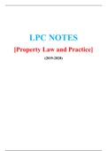 LPC NOTES ON PROPERTY LAW AND PRACTICE (2019 / 2020, DISTINCTION) ( A graded LPC NOTES by GOLD rated Expert, Download to Score A)
