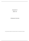MATH 270 Assignment 1 / MATH270 Assignment 1(NEW): Athabasca University (Verified answers, download to score A)