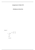 MATH 270 Assignment 2 / MATH270 Assignment 2(NEW): Athabasca University (Verified answers, download to score A)