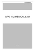 GRG 410: Medical Law (2020) (Exam) (Study Themes 1-10)