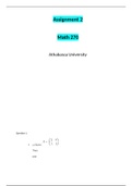 MATH 270 Assignment 2 / MATH270 Assignment 2(Latest): Athabasca University (ANSWERS VERIFIED ALL CORRECT)