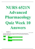NURS 6521N Advanced Pharmacology Quiz Week 10 Answers LATEST