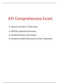 ATI COMPREHENSIVE PROCTORED EXAM (13 LATEST VERSIONS) (YEAR-2020) (VERIFIED ANSWERS, 100% CORRECT)
