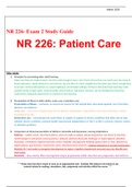 NR 226- Exam 2 Study Guide NR 226: Patient Care STUDY GUIDE