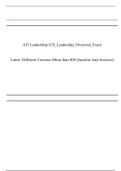 ATI Leadership Proctored Exam (13 Versions), ATI Leadership Proctored Exam, Question Answers,Verified correct Answers