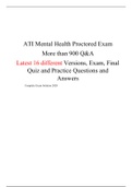 ATI Mental Heahth Proctored Exam ( 16- Versions),  (Complete Solution Guides, Secure bettergrades with more versions)
