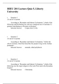HIEU 201 LECTURE QUIZ 5 Answer (3 Versions), HIEU 201 HISTORY OF WESTERN CIVILIZATION I, Highly Rated Document, Liberty University
