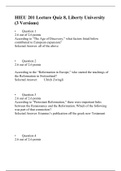 HIEU 201 LECTURE QUIZ 8 Answer (3 Versions), HIEU 201 HISTORY OF WESTERN CIVILIZATION I, Highly Rated Document, Liberty University