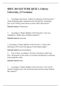 HIEU 201 LECTURE QUIZ 1 Answer (3 Versions), HIEU 201 HISTORY OF WESTERN CIVILIZATION I, Highly Rated Document, Liberty University