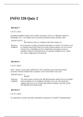 INFO 320 Quiz 2 (Version 1),  INFO 320 HEALTHCARE INFORMATICS, Verified Correct Answers,  Liberty university