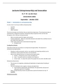 Entrepreneurship and Innovation - Lecture notes