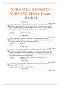 NURS-6521 / NURS6521 / NURS 6521 ADVANCED PHAMARCOLOGY NEW!!! FINAL Exam - Week 11