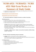 NURS-6521 / NURS6521 / NURS 6521 Mid-Term Weeks 1-6 Summary & Study Guide
