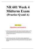 NR 601 MIDTERM EXAM 1 QUESTIONS WITH (LATEST) GRADE A SOLUTION