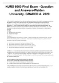 NURS 6660 Final Exam - Question and Answers-Walden University. GRADED A. Latest 2020