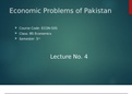 economics problem of Pakistan 