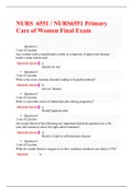 NURS  6551 / NURS6551 Primary Care of Women Final Exam |LATEST 2020/2021 | (Q & A) | Already graded A