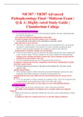 NR 507 / NR507 Advanced Pathophysiology Final / Midterm Exam | Q & A | Highly rated Study Guide | Chamberlain College