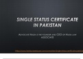 An Overview on Single Status Certificate in Pakistan– Advocate Nazia