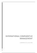 International Comparative Management - Summary of all lectures